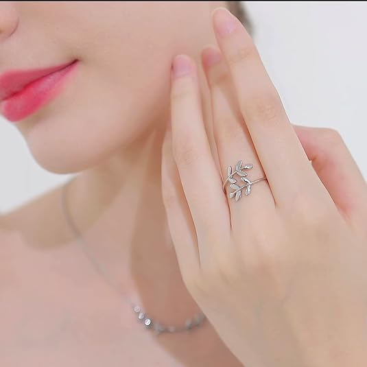 18k Stainless Steel Silver Gold Rose Gold Plated Leaves Leaf Laurel Adjustable Branch Ring Women Jewelry JZ-062