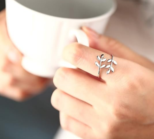 18k Stainless Steel Silver Gold Rose Gold Plated Leaves Leaf Laurel Adjustable Branch Ring Women Jewelry JZ-062