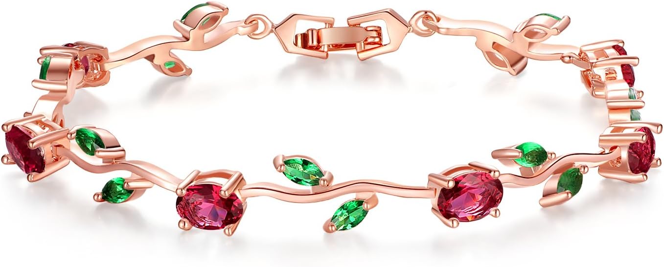 Lovely White Gold Plated AAA Cubic Zirconia Gemstone Flower Vine 7 Inches Bracelet SL-057