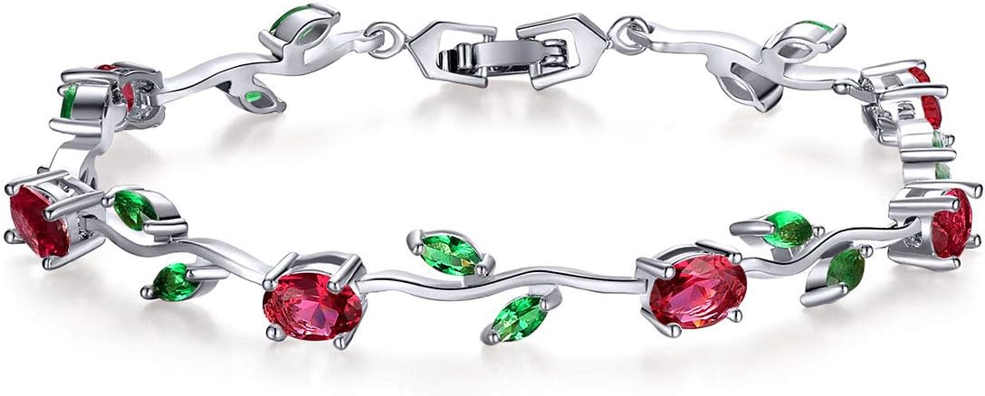 Lovely White Gold Plated AAA Cubic Zirconia Gemstone Flower Vine 7 Inches Bracelet SL-057