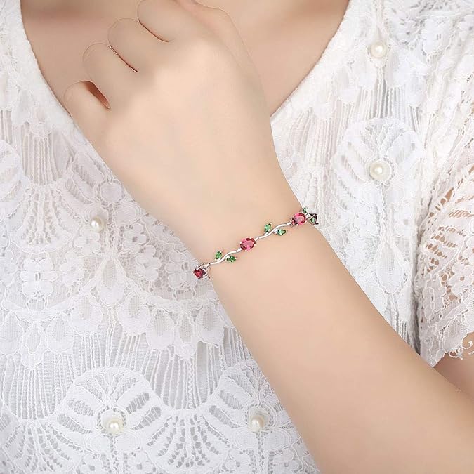 Lovely White Gold Plated AAA Cubic Zirconia Gemstone Flower Vine 7 Inches Bracelet SL-057