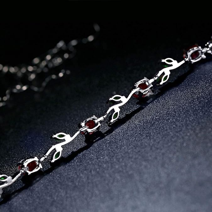 Lovely White Gold Plated AAA Cubic Zirconia Gemstone Flower Vine 7 Inches Bracelet SL-057