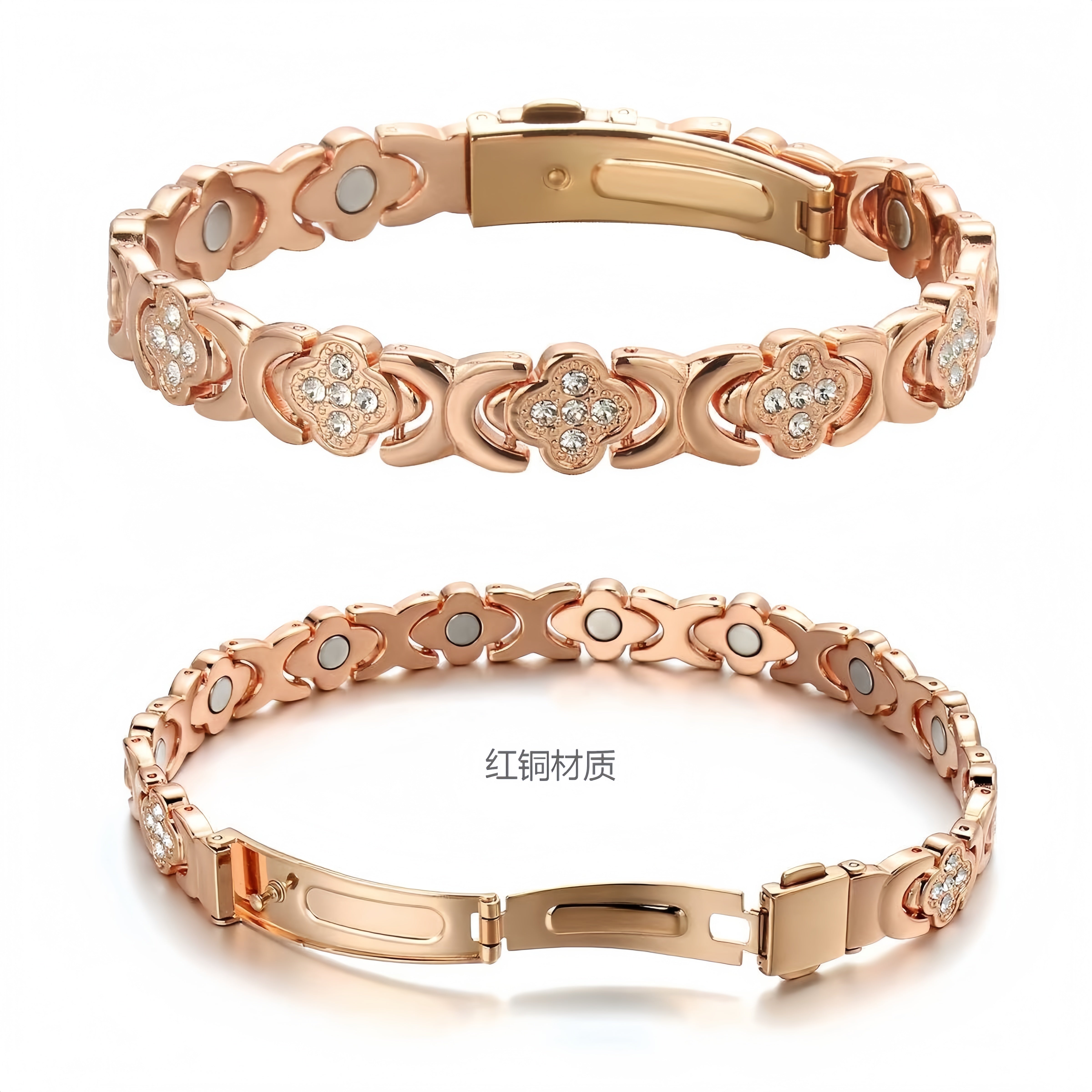 Rose Gold Flower Bracelet with Crystals – Elegant Women’s Luxury Jewelry Gift SL-059