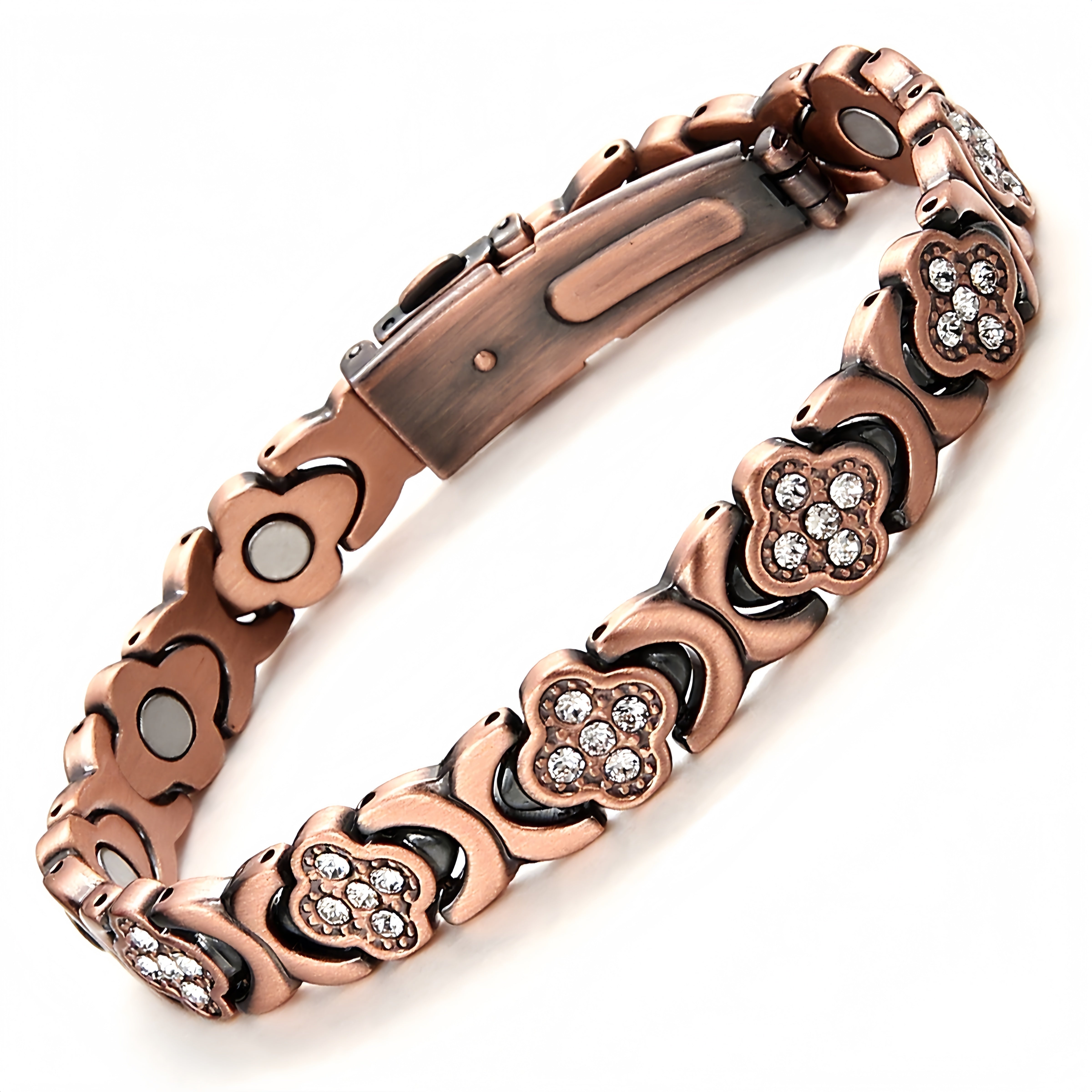 Rose Gold Flower Bracelet with Crystals – Elegant Women’s Luxury Jewelry Gift SL-059
