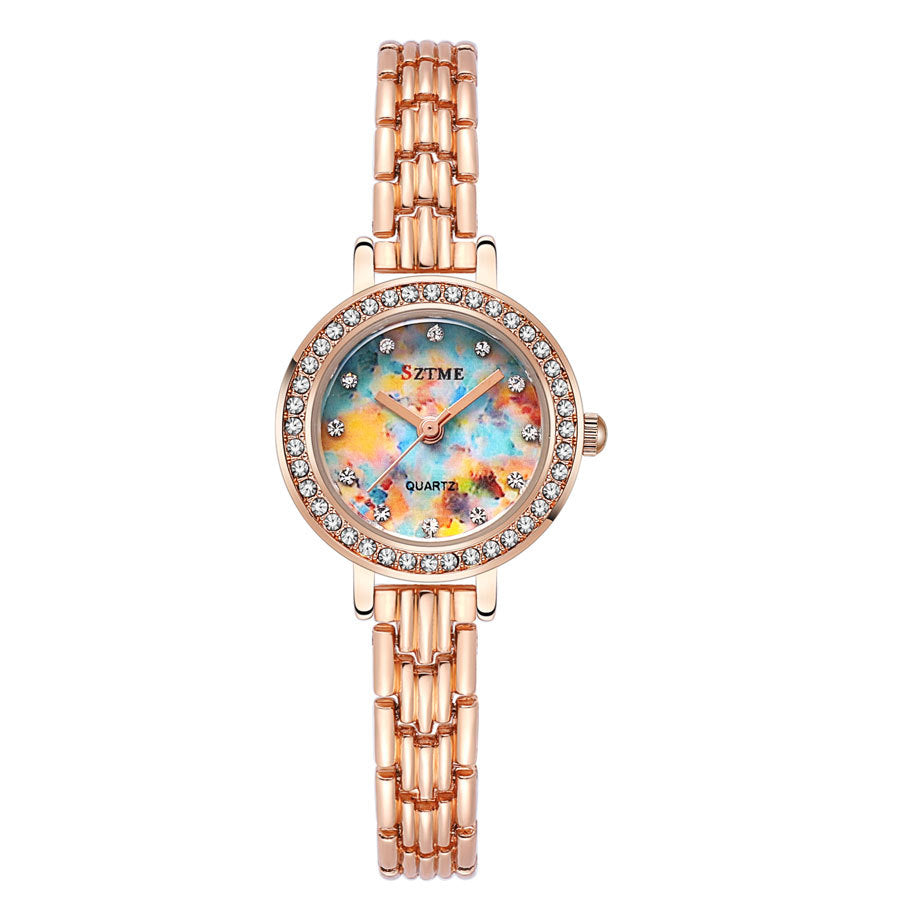 silver jewelry set watch bracelet necklace earrings ring minimalist fashion crystal stainless steel elegant gift party daily wear matching set XL-060