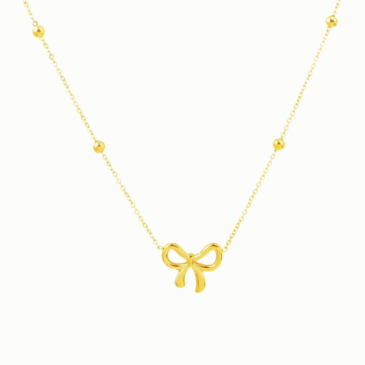 gold bow necklace minimalist jewelry dainty chain everyday wear stainless steel gift elegant bracelet anklet earrings set XL-058