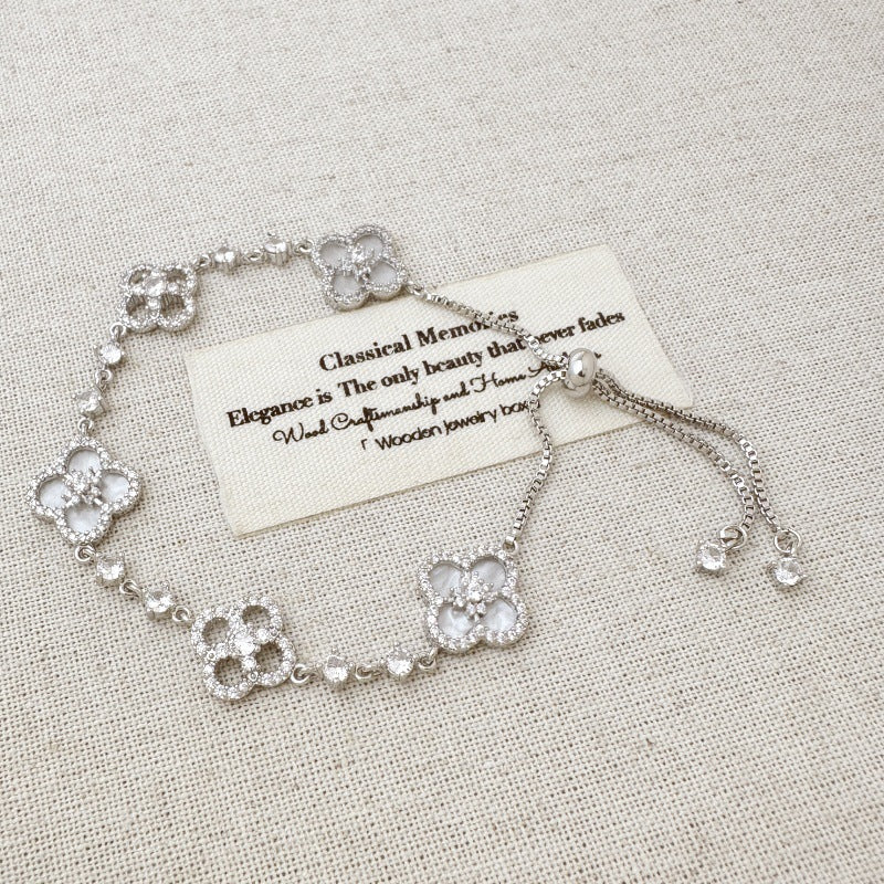 flower bracelet minimalist jewelry crystal charm adjustable stainless steel everyday wear elegant gift colorful design SL-060