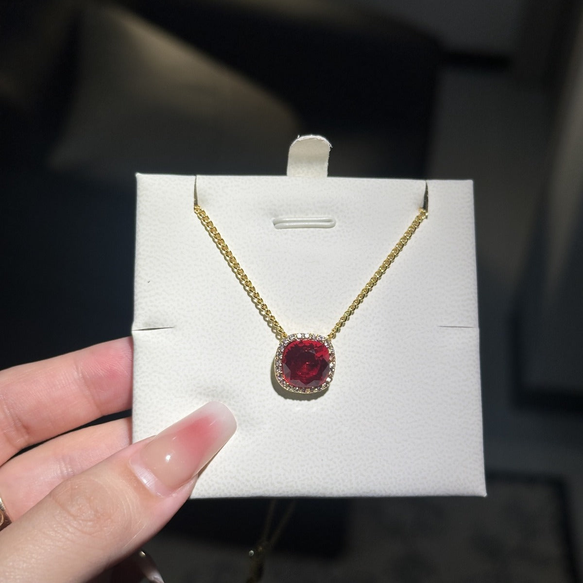 Colorful Gemstone Necklaces with Diamond Halo, Various Colored Stones & Gold/Silver Chains XL-063