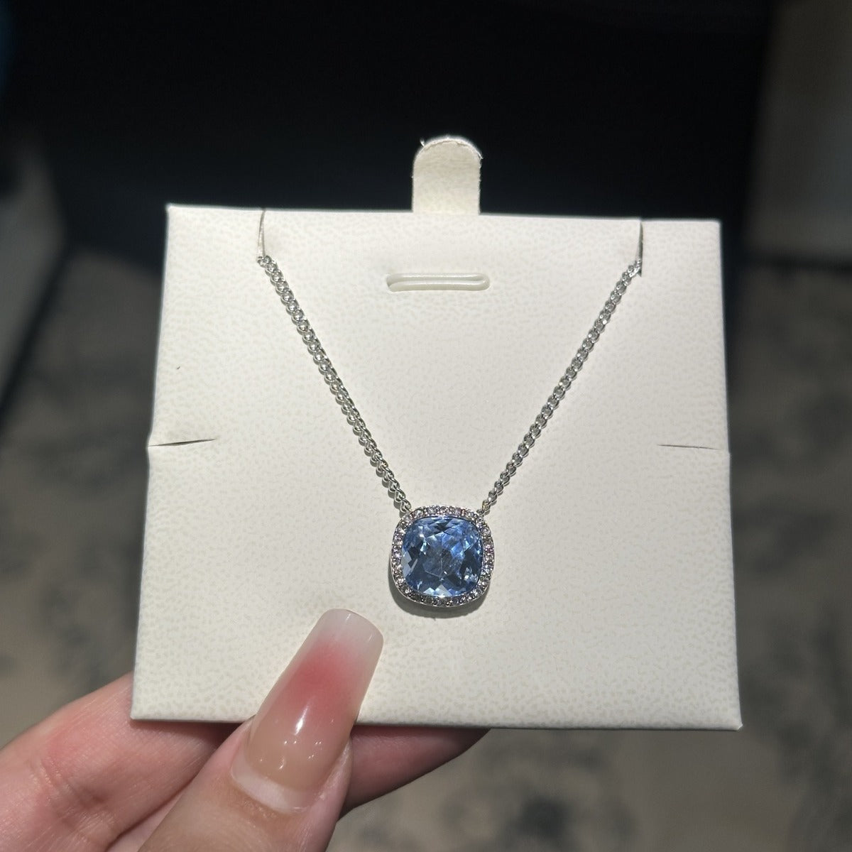 Colorful Gemstone Necklaces with Diamond Halo, Various Colored Stones & Gold/Silver Chains XL-063