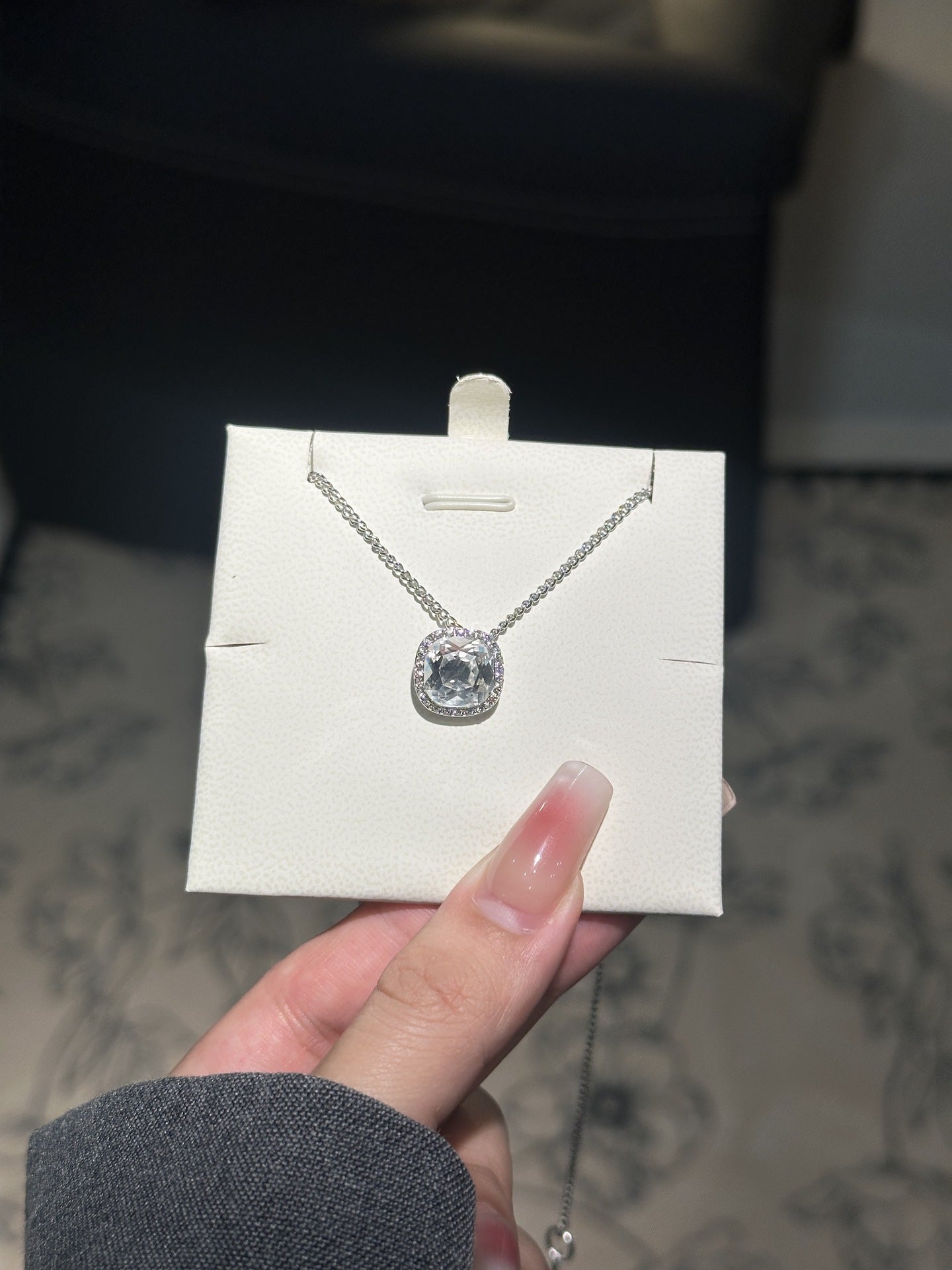 Colorful Gemstone Necklaces with Diamond Halo, Various Colored Stones & Gold/Silver Chains XL-063