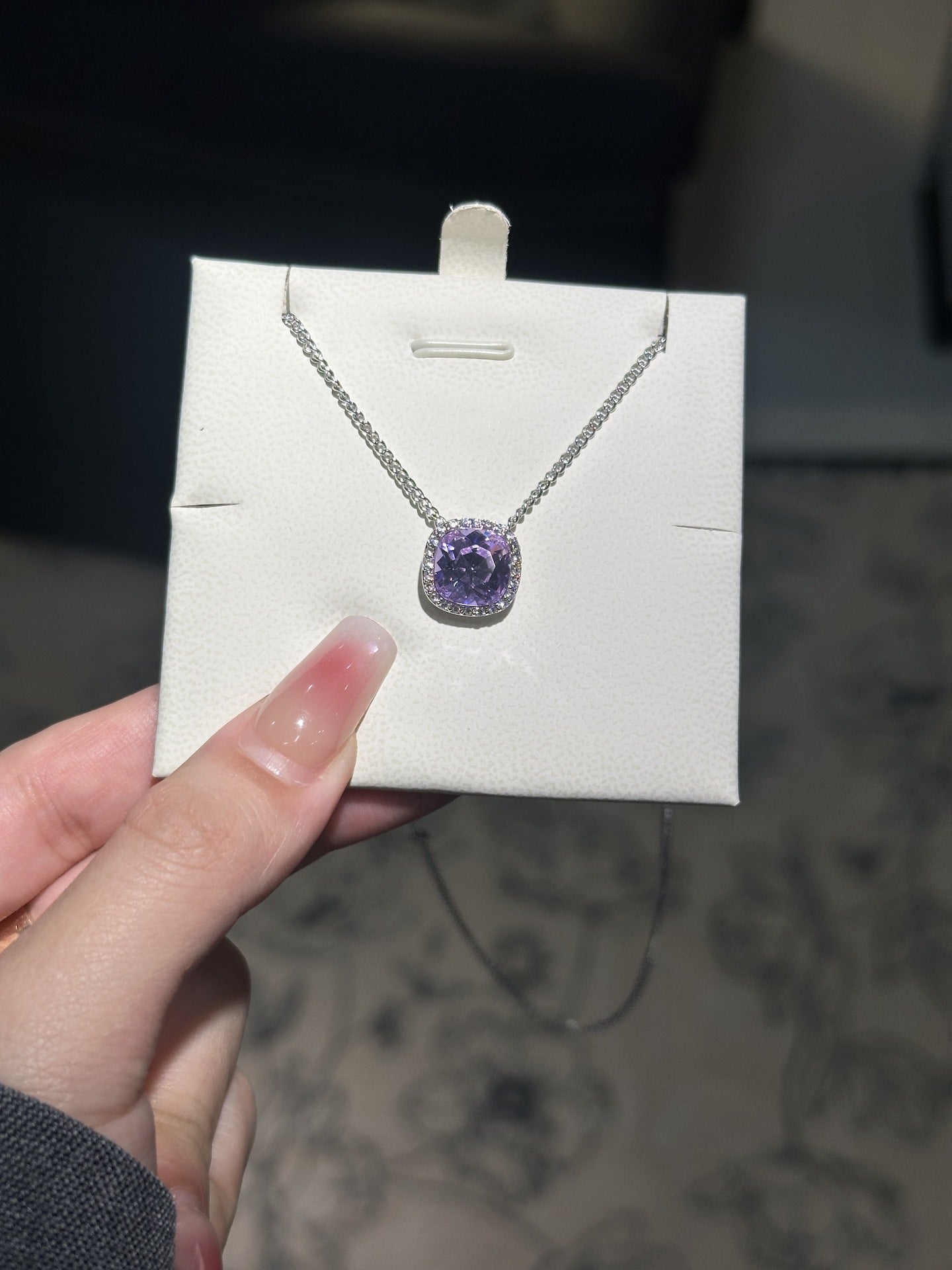 Colorful Gemstone Necklaces with Diamond Halo, Various Colored Stones & Gold/Silver Chains XL-063