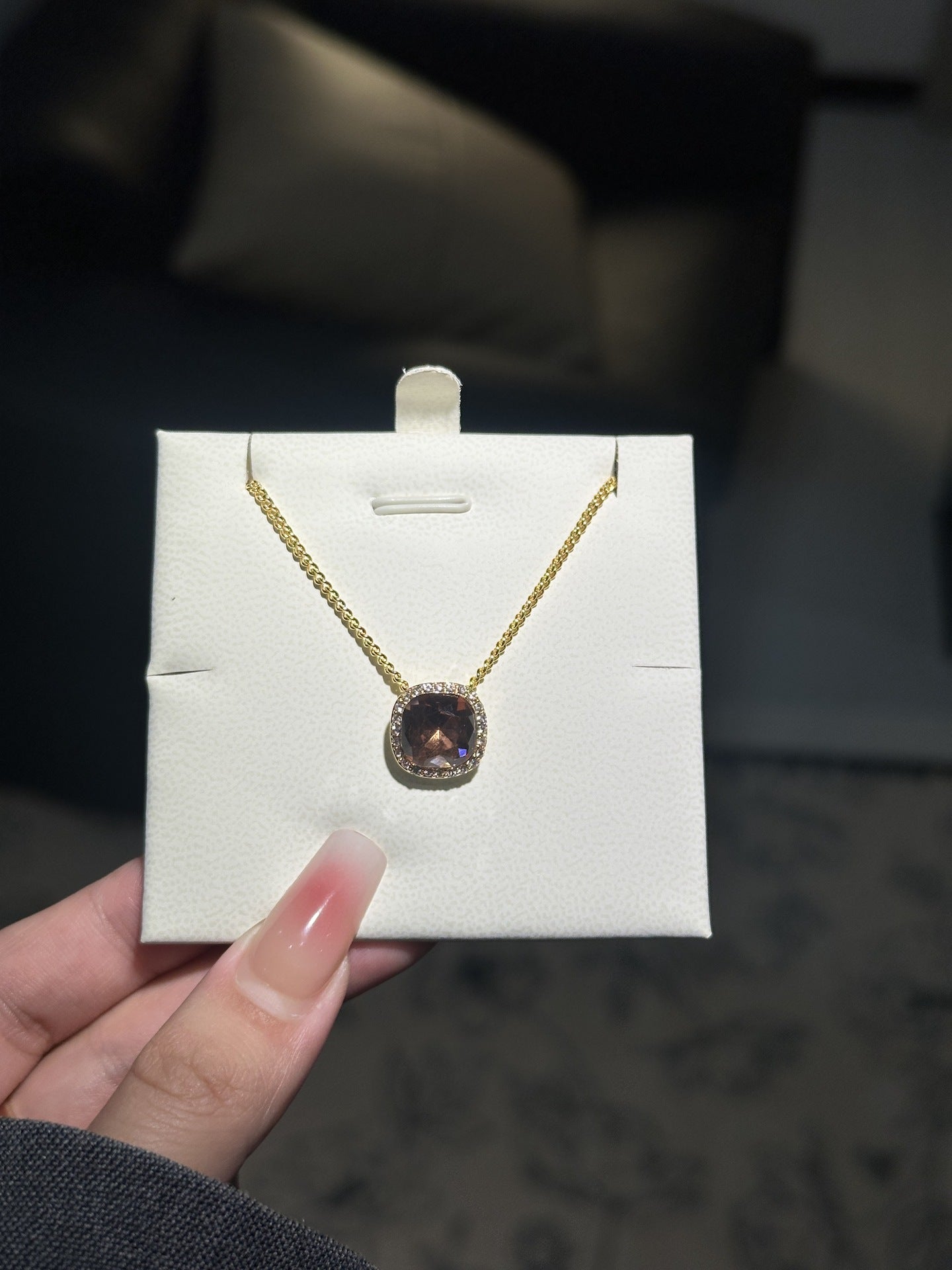 Colorful Gemstone Necklaces with Diamond Halo, Various Colored Stones & Gold/Silver Chains XL-063