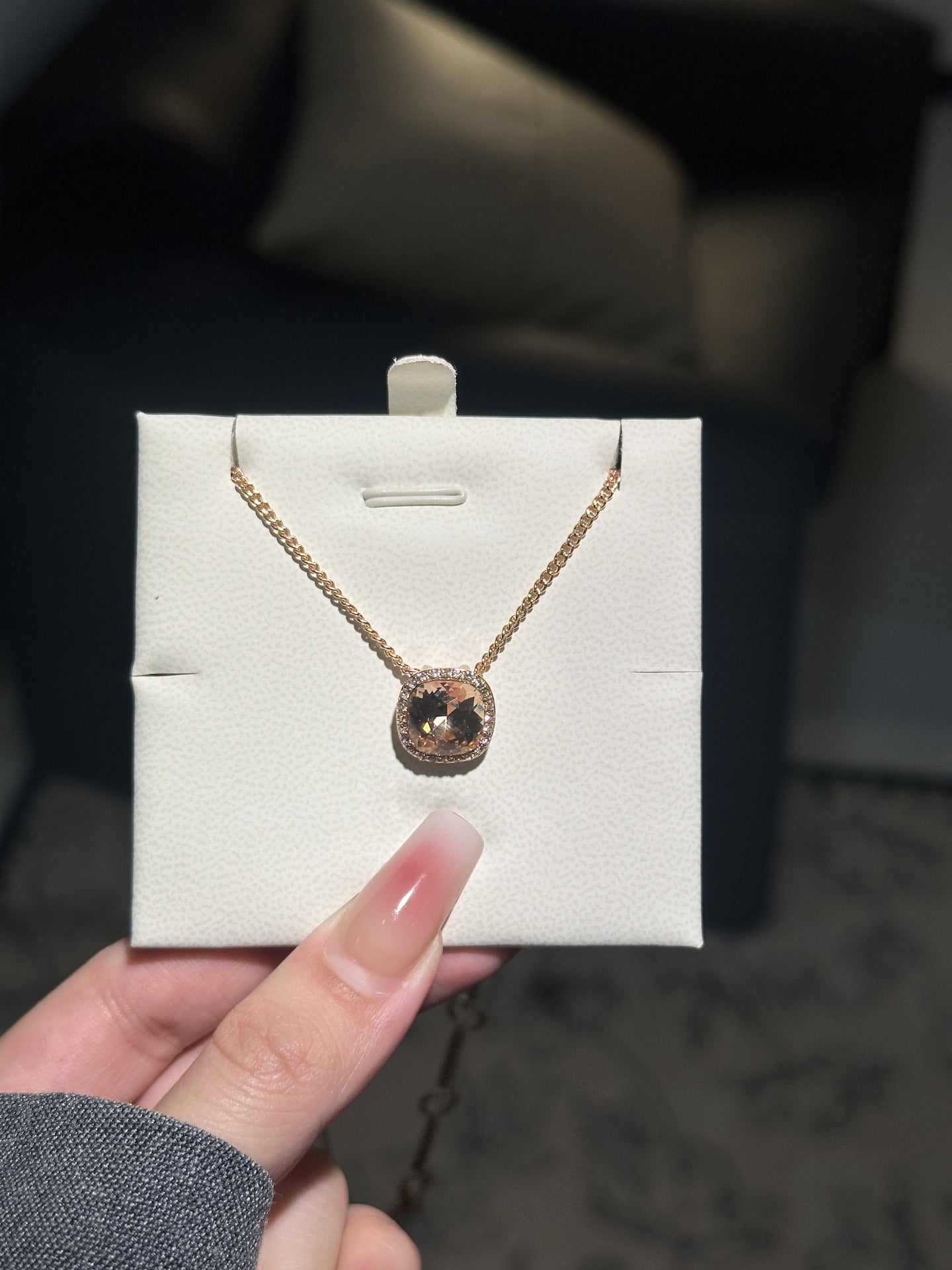 Colorful Gemstone Necklaces with Diamond Halo, Various Colored Stones & Gold/Silver Chains XL-063