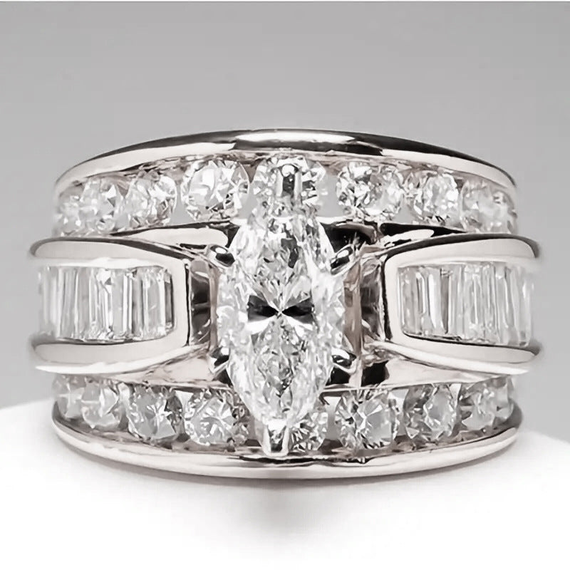 Ring, Marquise Diamond, Pavé, Wide Band, Statement, Luxury, Evening, Cocktail, Wedding, Timeless JZ-069