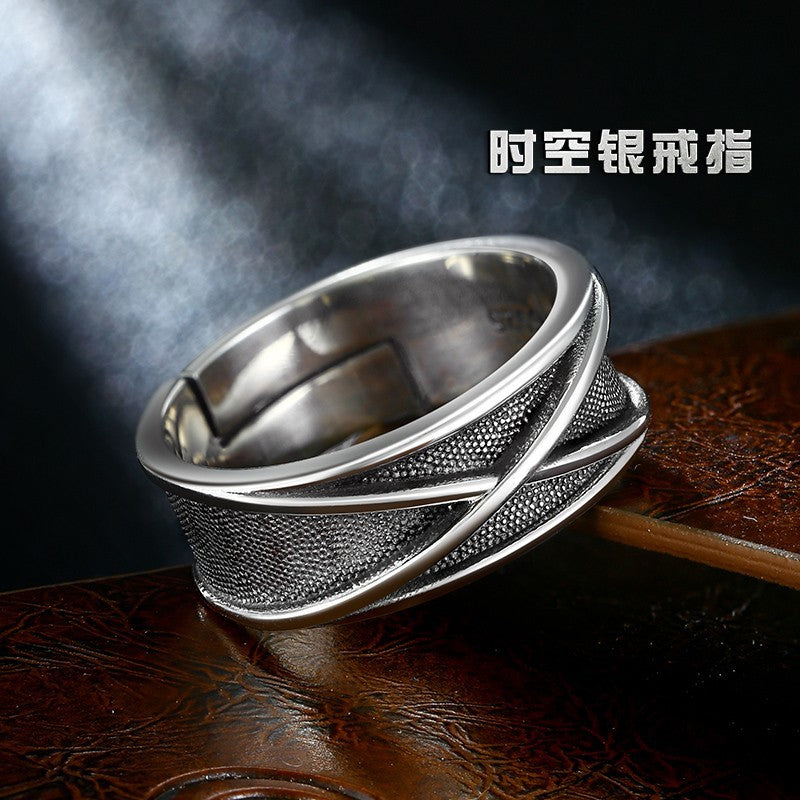 Ring、Sterling Silver、Minimalist、Crossover、Adjustable、Textured、Everyday Wear、Unisex、Modern、Statement JZ-070