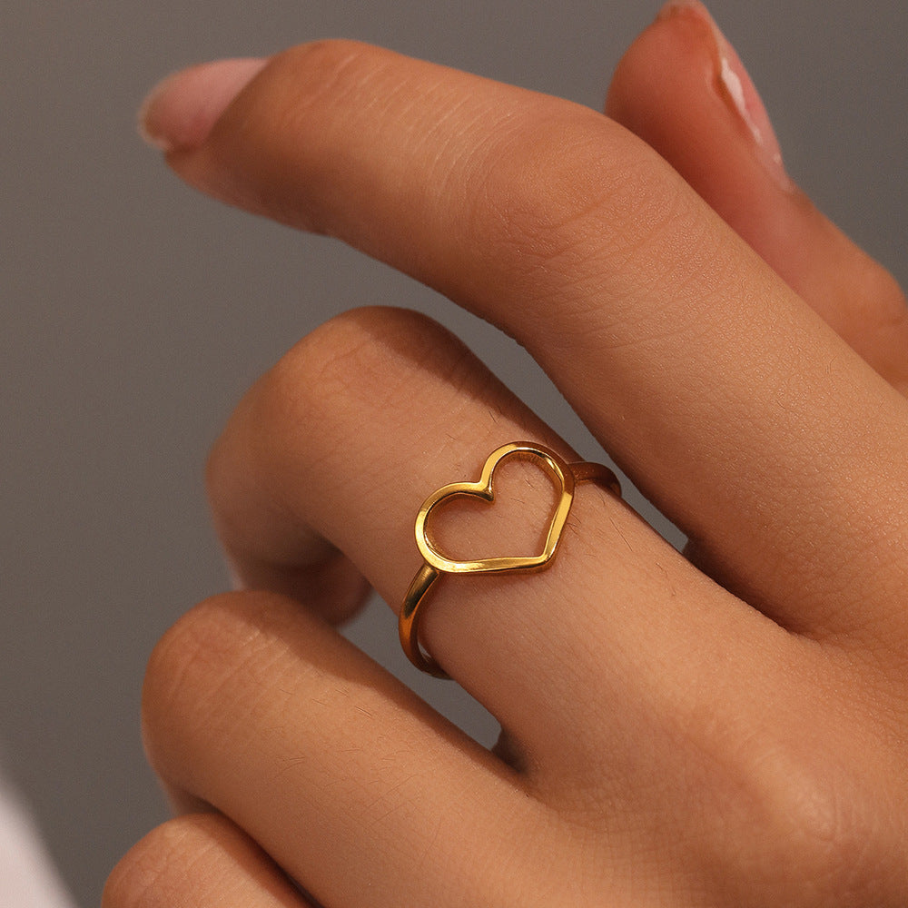 heart ring, minimalist ring, stainless steel jewelry, adjustable ring, dainty ring, everyday jewelry, gold ring, silver ring, open heart ring, love jewelry JZ-071