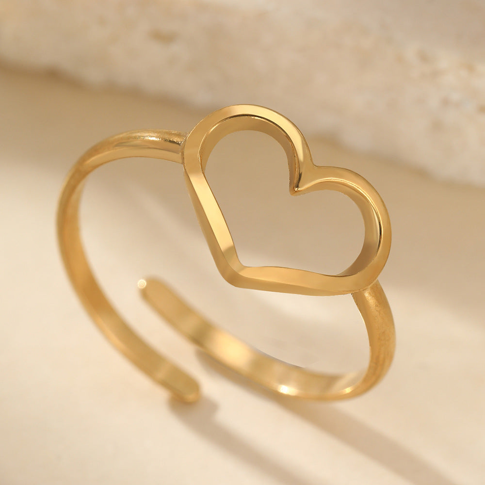 heart ring, minimalist ring, stainless steel jewelry, adjustable ring, dainty ring, everyday jewelry, gold ring, silver ring, open heart ring, love jewelry JZ-071