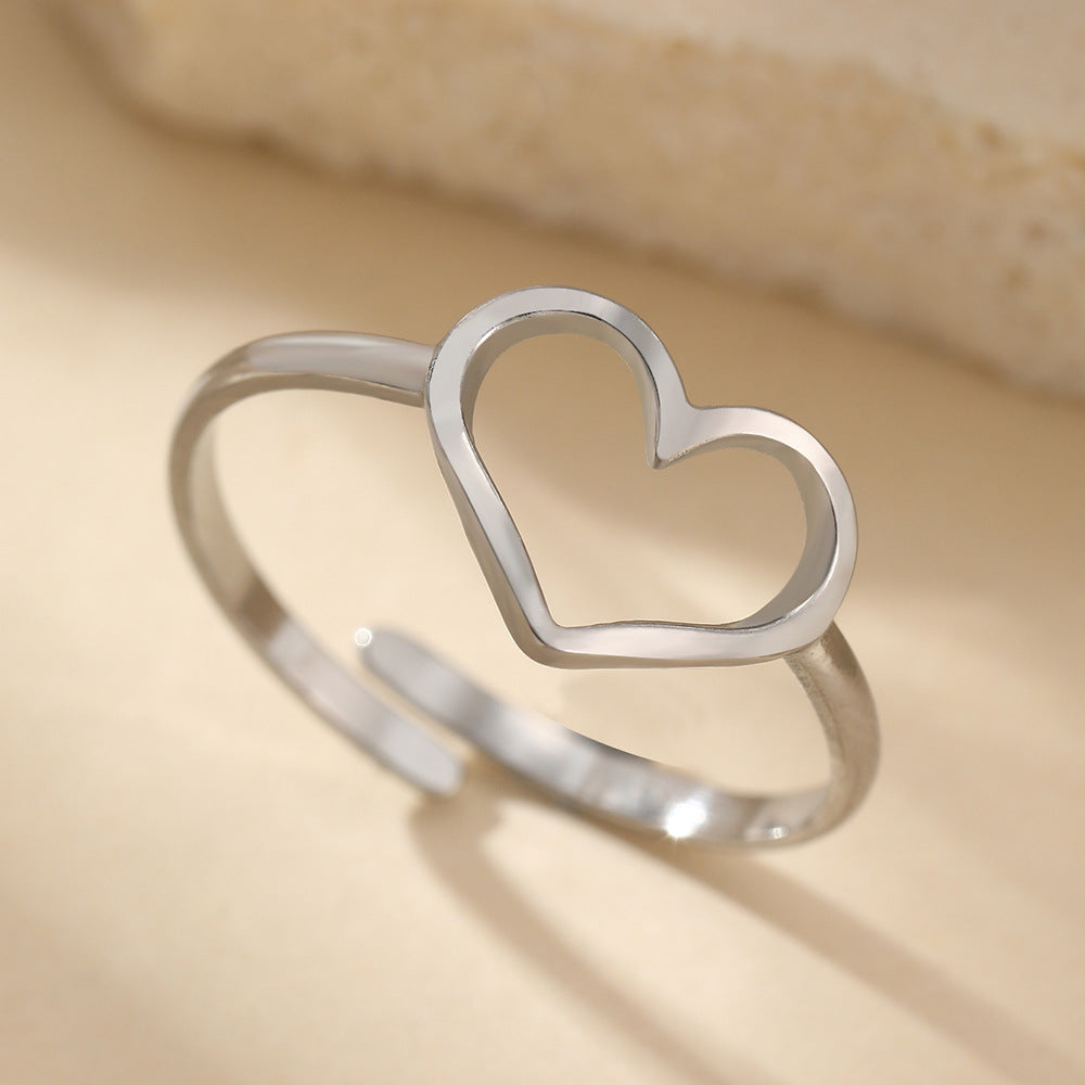 heart ring, minimalist ring, stainless steel jewelry, adjustable ring, dainty ring, everyday jewelry, gold ring, silver ring, open heart ring, love jewelry JZ-071