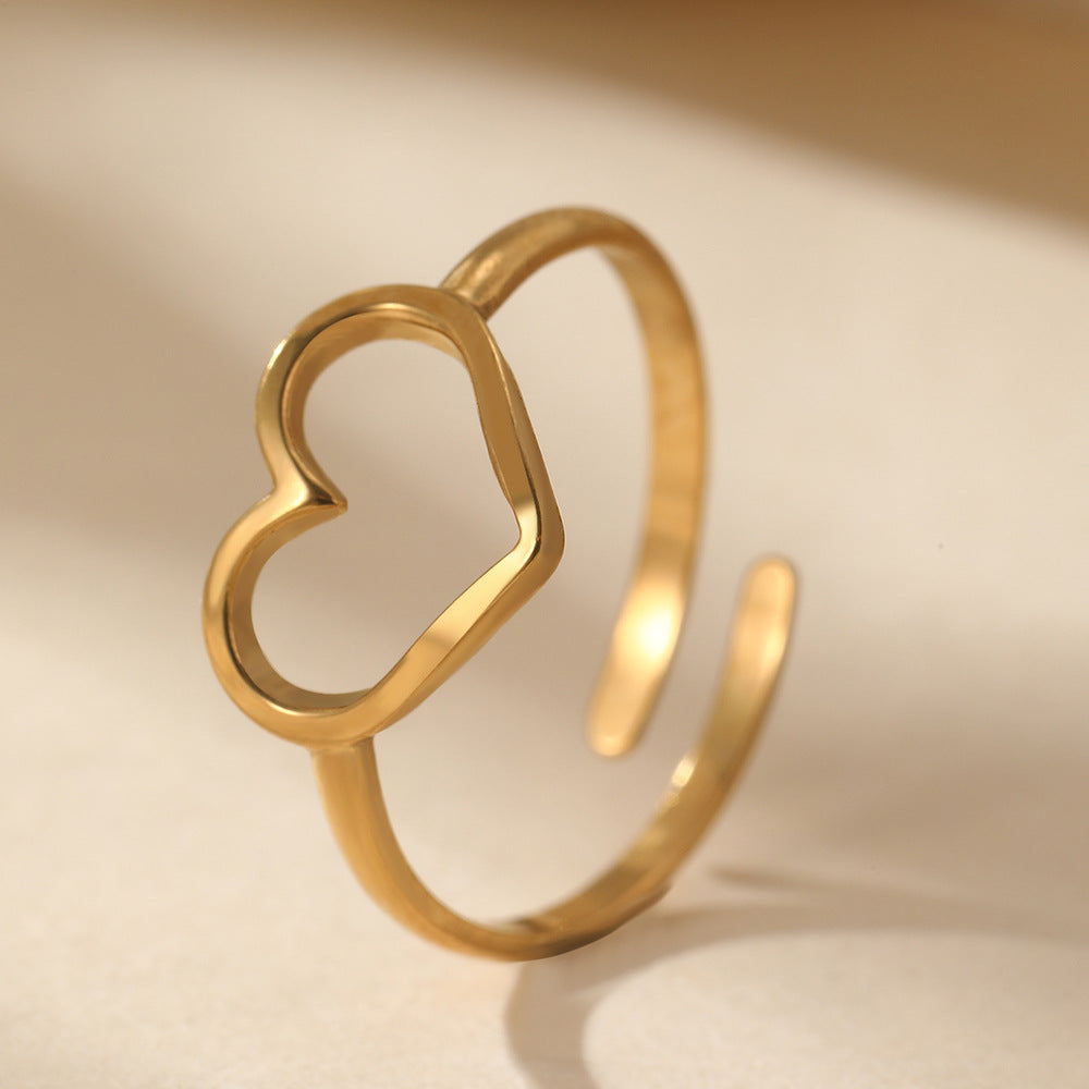 heart ring, minimalist ring, stainless steel jewelry, adjustable ring, dainty ring, everyday jewelry, gold ring, silver ring, open heart ring, love jewelry JZ-071