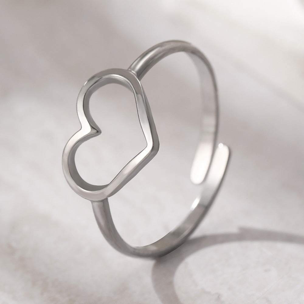 heart ring, minimalist ring, stainless steel jewelry, adjustable ring, dainty ring, everyday jewelry, gold ring, silver ring, open heart ring, love jewelry JZ-071