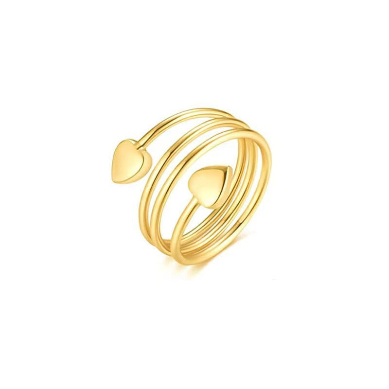 heart ring, minimalist ring, magnetic ring, stainless steel ring, adjustable ring, open band ring, everyday jewelry, unisex ring, layered style ring, fashion statement ring, gold heart ring, silver heart ring, black ring, rose gold ring JZ-075