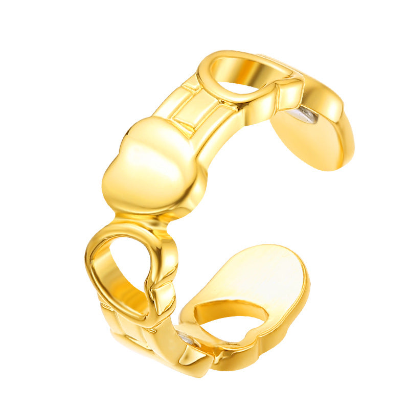 heart ring, open band ring, minimalist jewelry, adjustable ring, stainless steel ring, everyday wear ring, statement accessory, modern heart jewelry, unisex ring, casual chic ring JZ-076