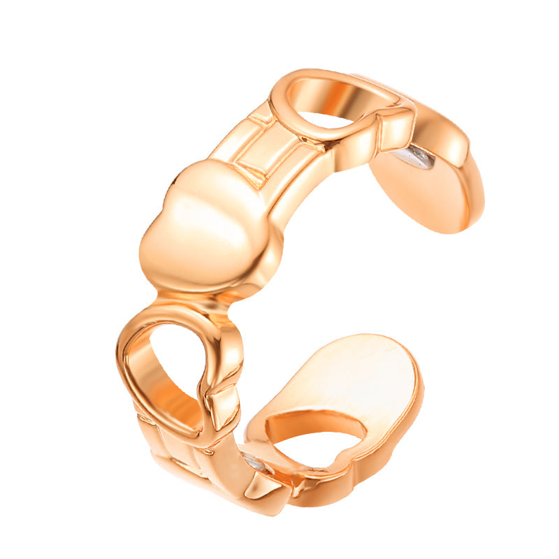 heart ring, open band ring, minimalist jewelry, adjustable ring, stainless steel ring, everyday wear ring, statement accessory, modern heart jewelry, unisex ring, casual chic ring JZ-076