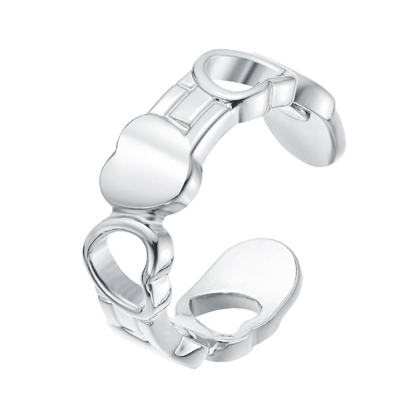 heart ring, open band ring, minimalist jewelry, adjustable ring, stainless steel ring, everyday wear ring, statement accessory, modern heart jewelry, unisex ring, casual chic ring JZ-076