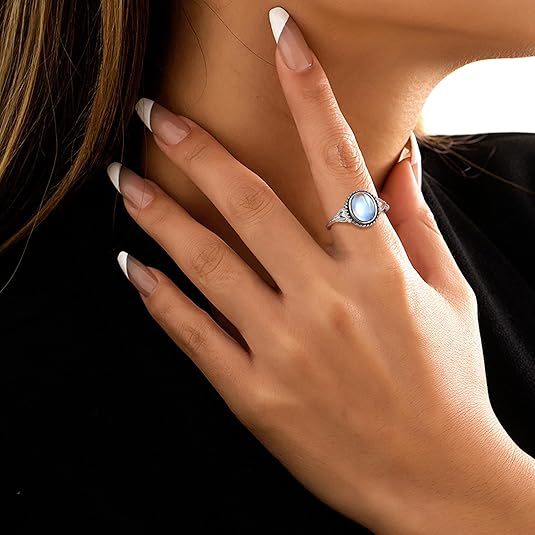 Sterling Silver Ring  Mood Ring  Color-Changing Gemstone  Oval Stone Ring  Minimalist Jewelry  Romantic Gift  Timeless Elegance  Everyday Wear  Dainty Ring  Boho Chic JZ-077
