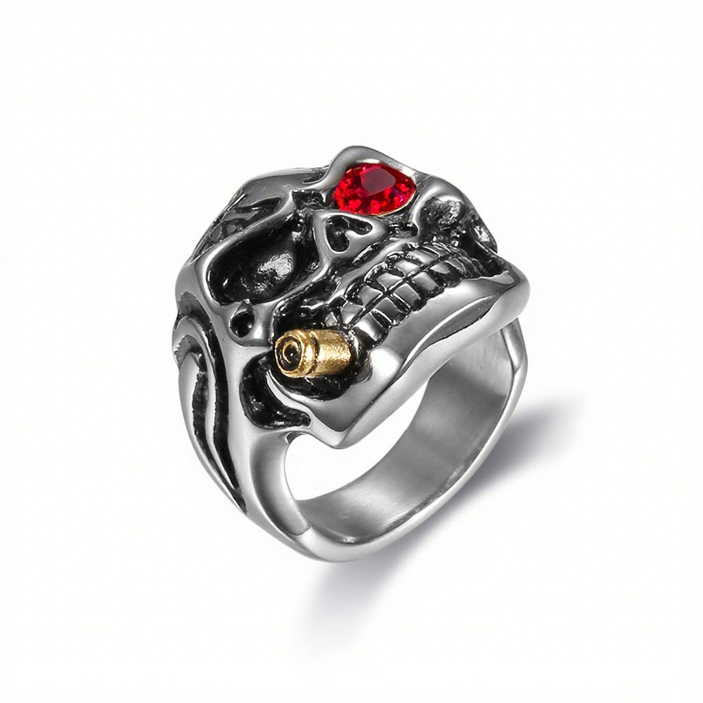 skull ring  gothic jewelry  stainless steel ring  biker skull ring  punk ring men  rock style ring  skull jewelry stainless steel  statement gothic ring  bullet skull ring  vintage skull ring JZ-078