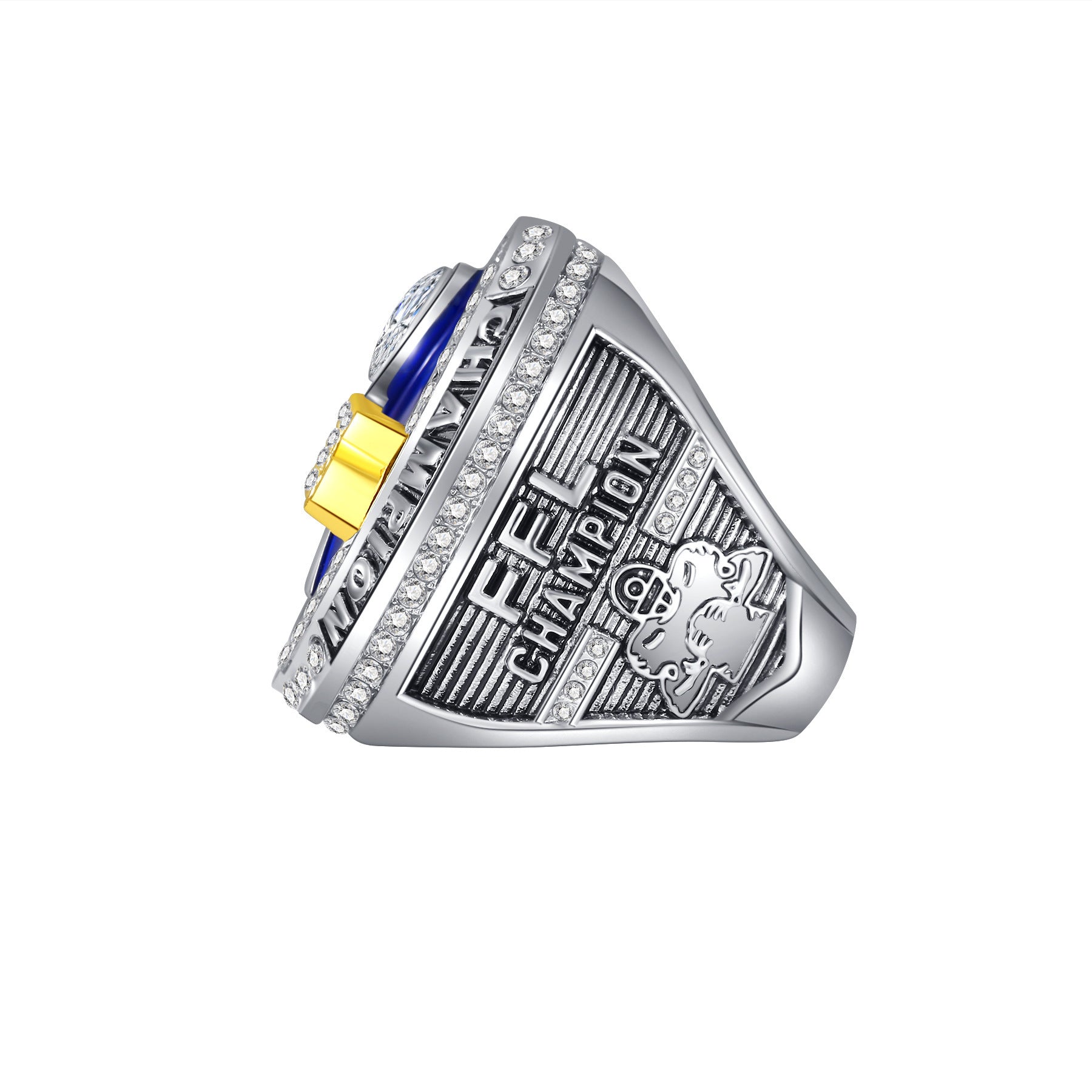 championship ring, fantasy football ring, 2025 champion ring, league champion jewelry, statement ring, bold style ring, silver gold ring, crystal inlaid ring, commemorative ring, men’s fashion ring JZ-083