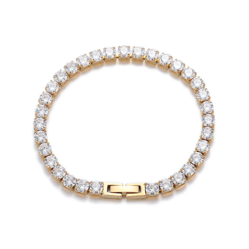 tennis bracelet, minimalist jewelry, cubic zirconia, gold plated, silver bracelet, everyday luxury, modern design, unisex accessory, layering bracelet, statement sparkle SL-067