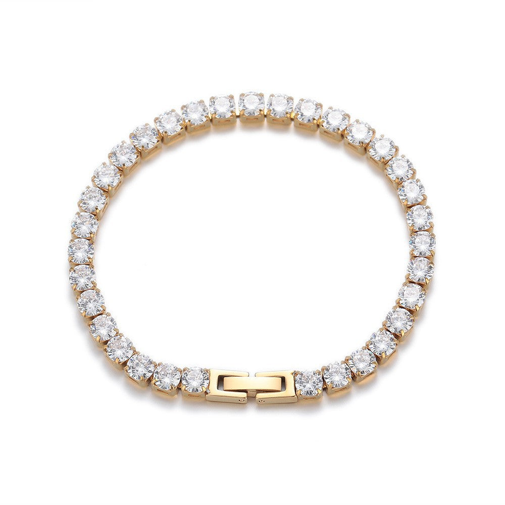 tennis bracelet, minimalist jewelry, cubic zirconia, gold plated, silver bracelet, everyday luxury, modern design, unisex accessory, layering bracelet, statement sparkle SL-067