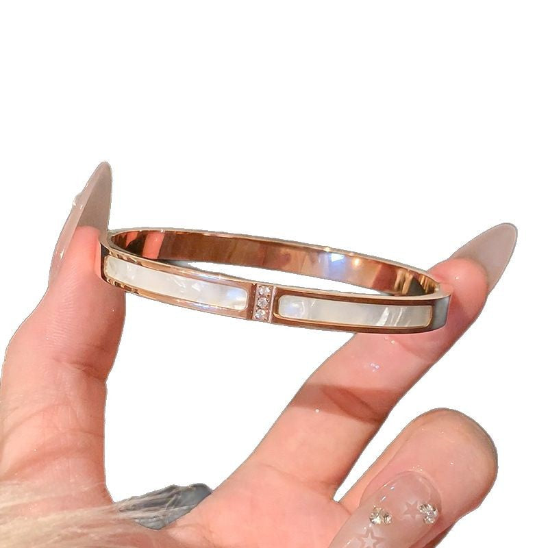 bangle, bracelet, stainless steel, rose gold, silver, zircon, pearl, minimalist, stackable, elegant, chic, daily wear, waterproof, luxury SL-068