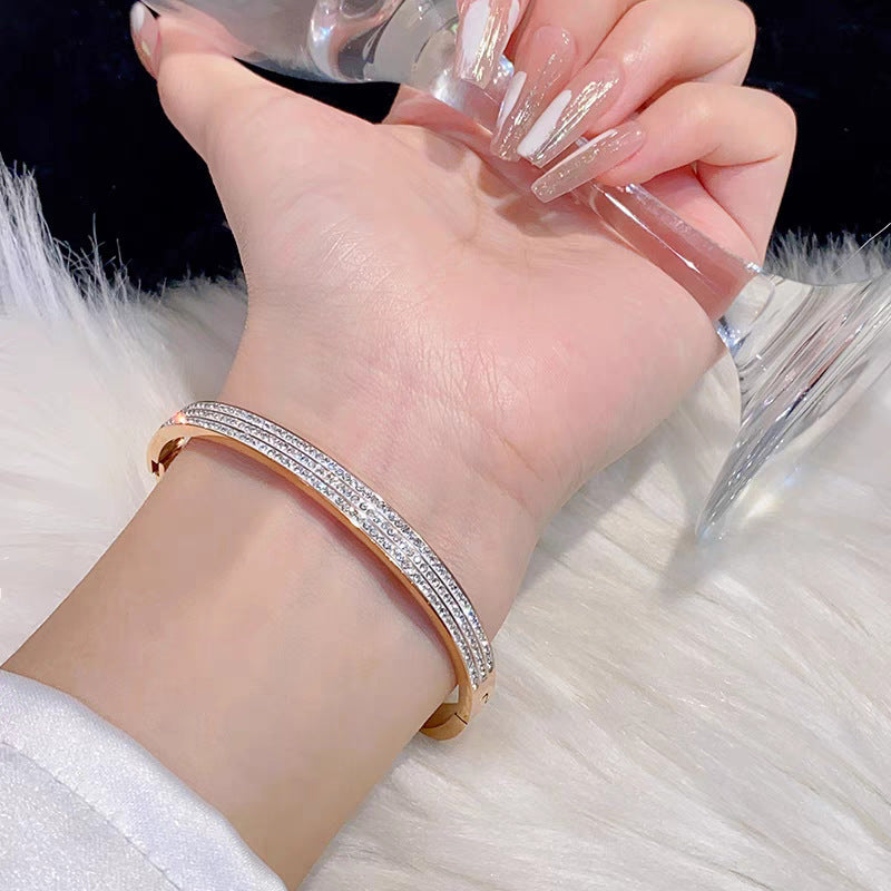 bangle, bracelet, stainless steel, rose gold, silver, zircon, pearl, minimalist, stackable, elegant, chic, daily wear, waterproof, luxury SL-068