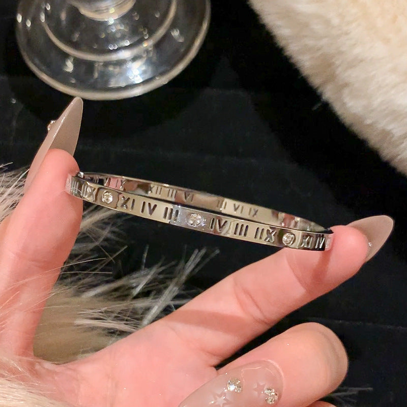 bangle, bracelet, stainless steel, rose gold, silver, zircon, pearl, minimalist, stackable, elegant, chic, daily wear, waterproof, luxury SL-068