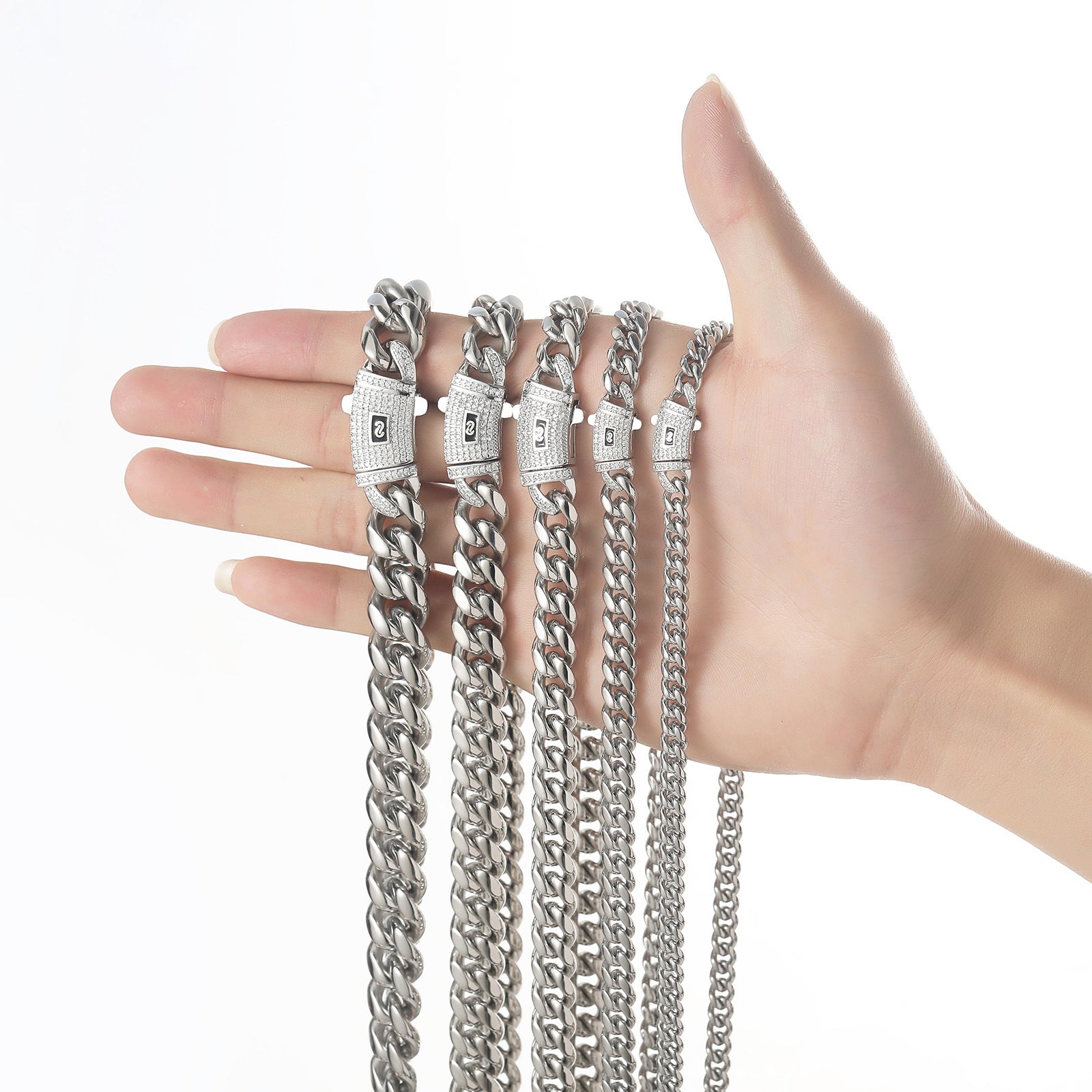 Cuban chain, stainless steel, iced out, hip hop, unisex, gold, silver, bold, statement, streetwear SL-073