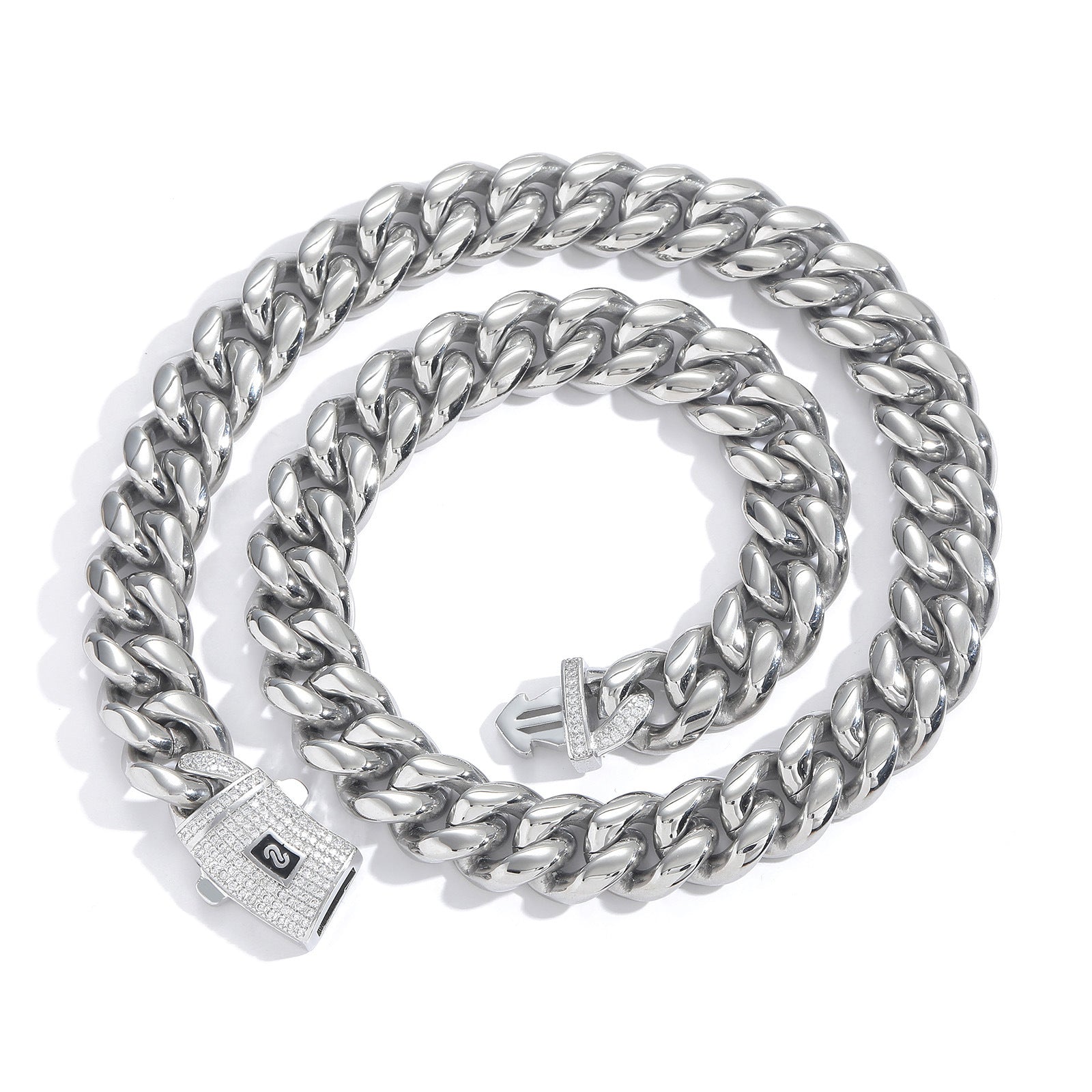 Cuban chain, stainless steel, iced out, hip hop, unisex, gold, silver, bold, statement, streetwear SL-073