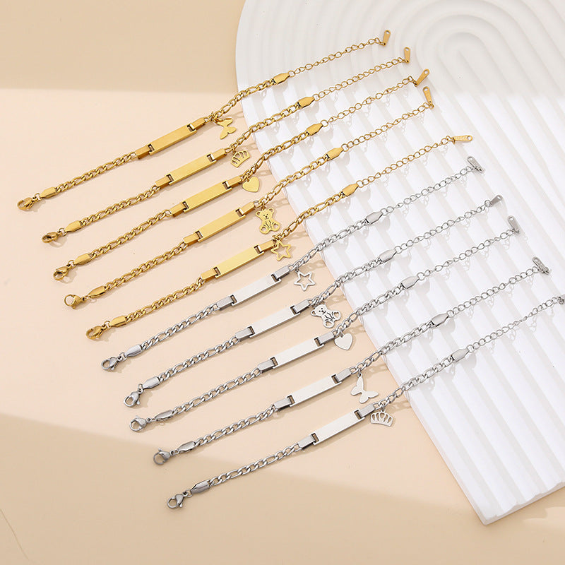 gold bracelet, silver bracelet, charm bracelet, minimalist jewelry, stainless steel, daily wear, adjustable, gift for her SL-076