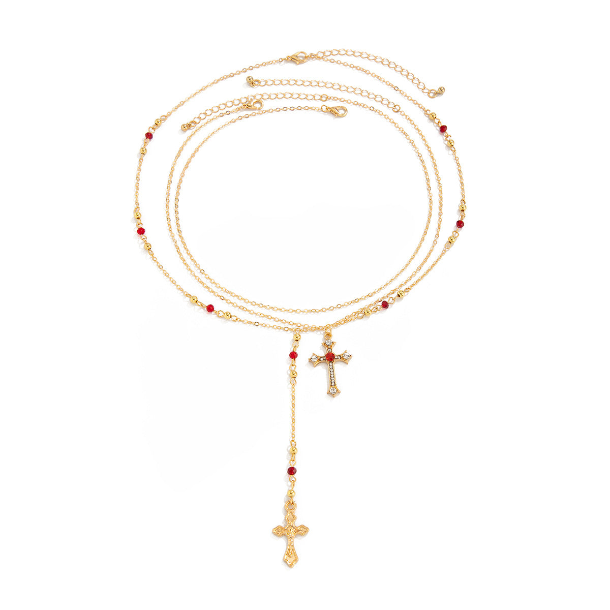 cross necklace, layered necklace, gold necklace, silver necklace, stainless steel jewelry, minimal jewelry, boho chic, everyday wear, beach style, statement chain XL-075