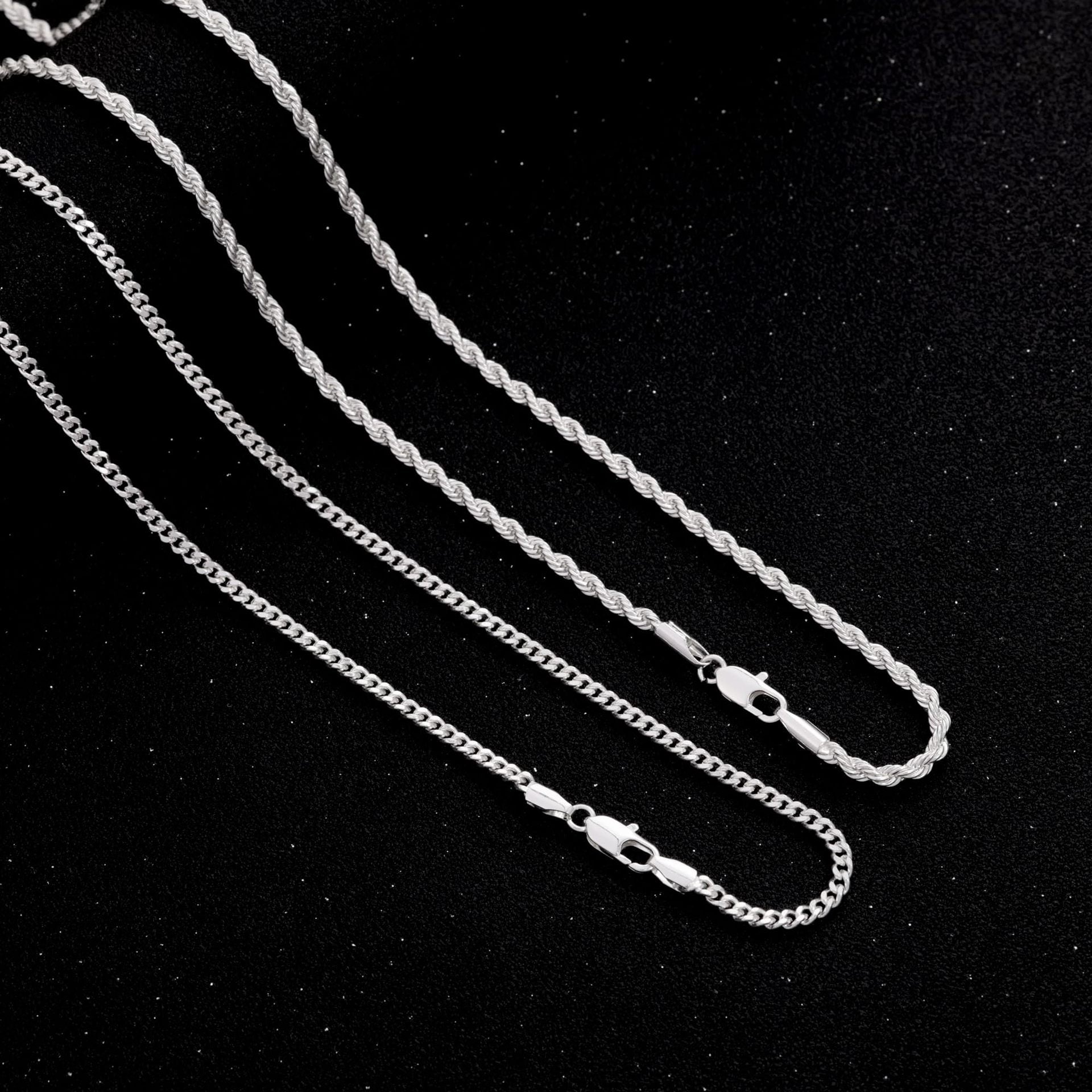 mens necklace, rope chain, cuban link, silver chain, stainless steel, minimalist jewelry, hip hop style, daily wear, streetwear accessory, layered look XL-076