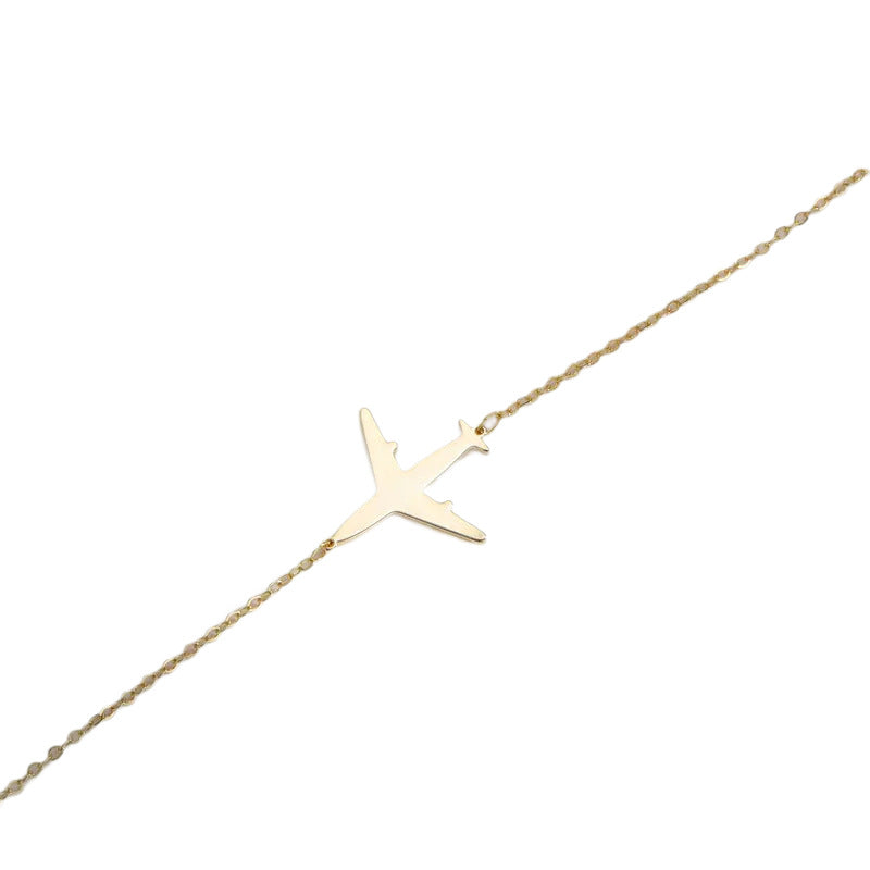 airplane necklace, minimalist jewelry, dainty gold necklace, travel lover gift, aviation pendant, everyday necklace, stainless steel jewelry, simple chain necklace, wanderlust jewelry, modern minimalist accessory XL-079