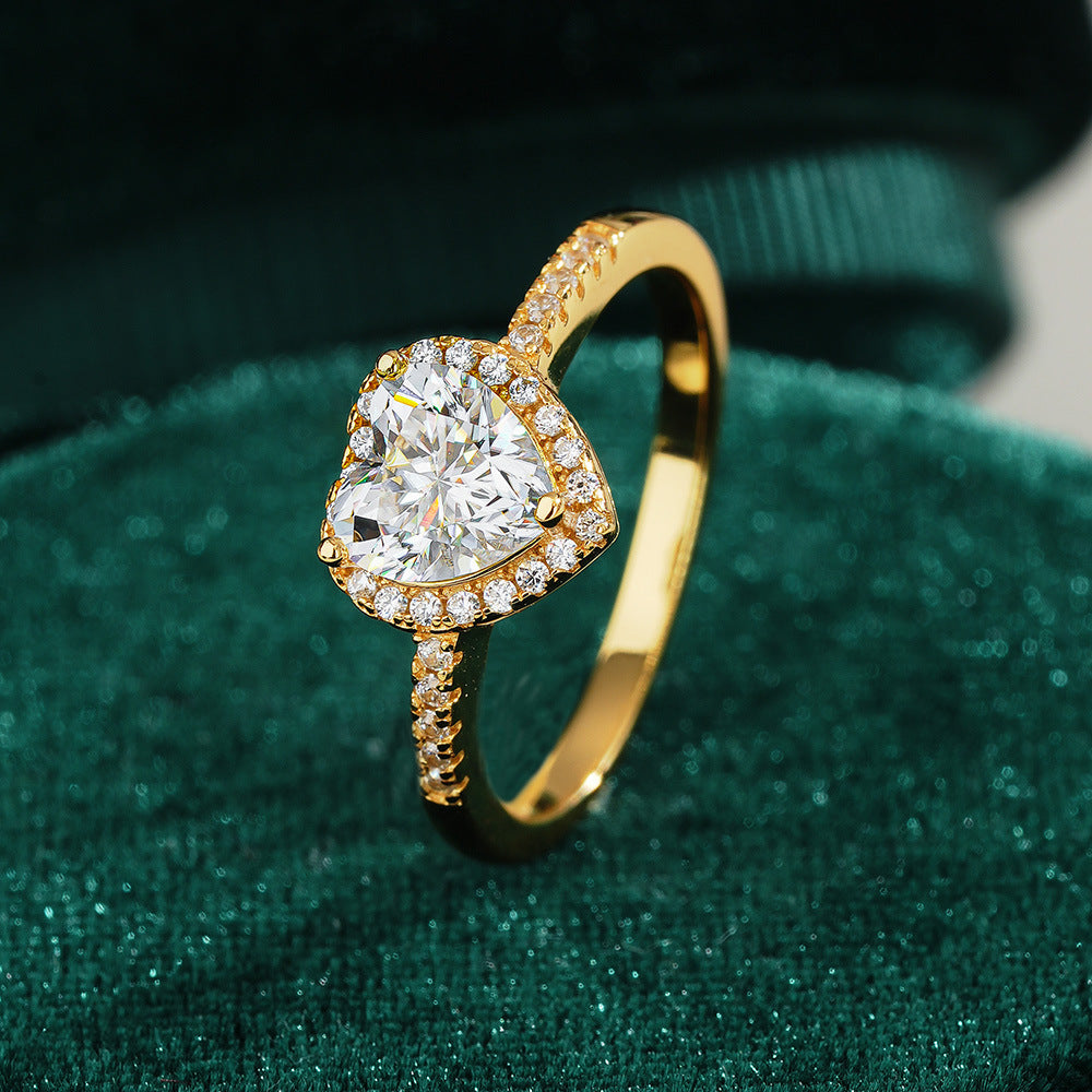 heart ring, gold engagement ring, halo ring, minimalist jewelry, romantic ring, cubic zirconia ring, promise ring, luxury fashion ring, everyday sparkle, dainty gold ring JZ-087