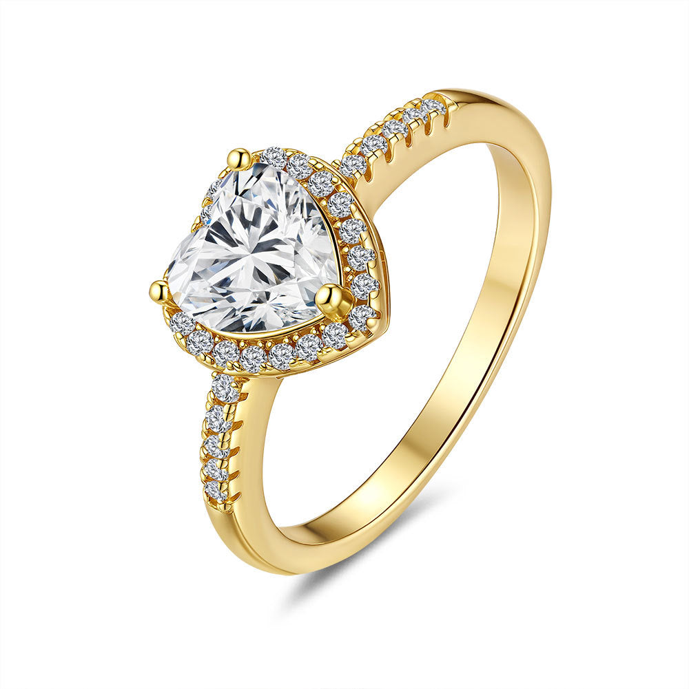 heart ring, gold engagement ring, halo ring, minimalist jewelry, romantic ring, cubic zirconia ring, promise ring, luxury fashion ring, everyday sparkle, dainty gold ring JZ-087