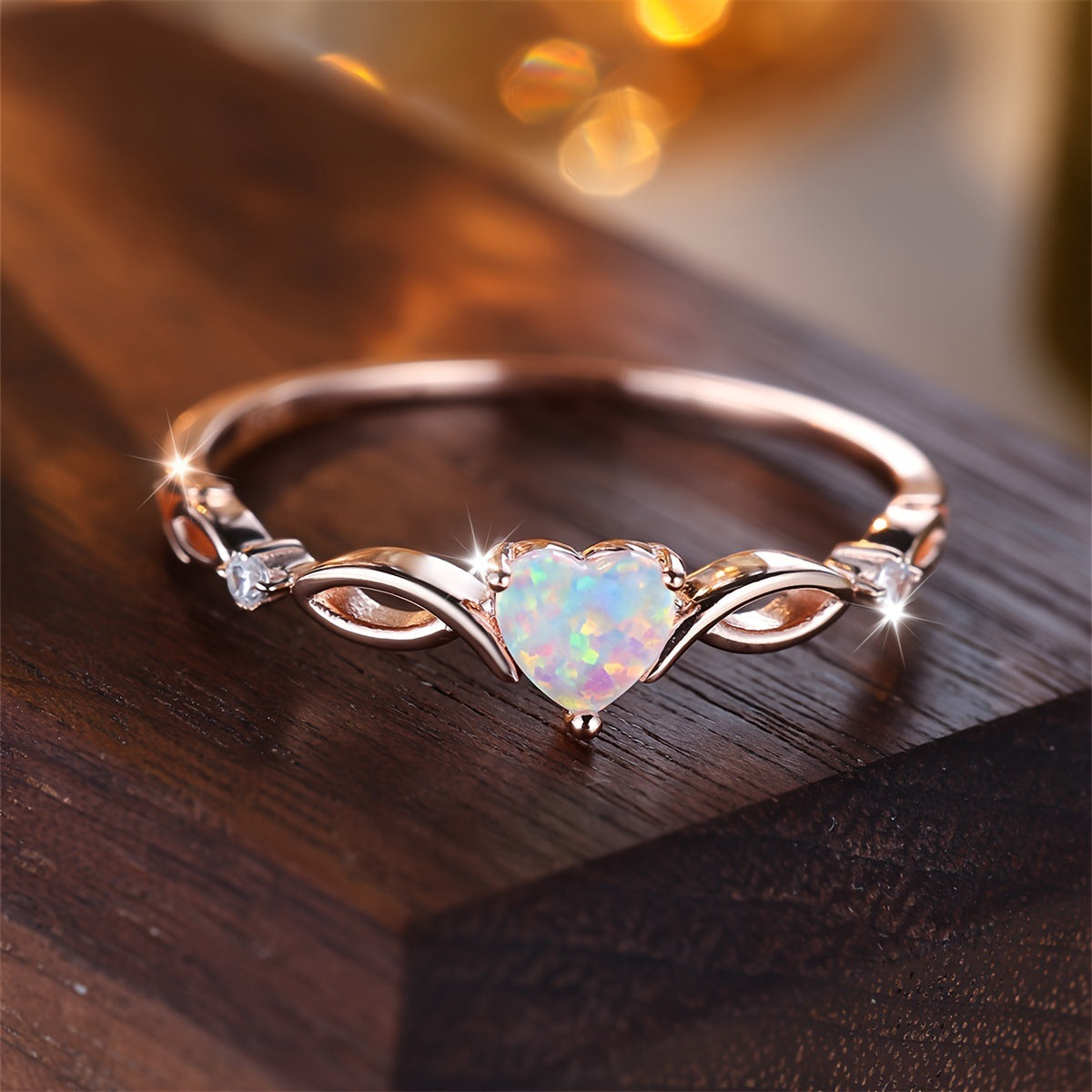 heart opal ring, dainty promise ring, romantic jewelry, minimalist crystal ring, rose gold ring, silver heart ring, opal gemstone ring, elegant love ring, gift for her, everyday statement ring JZ-094