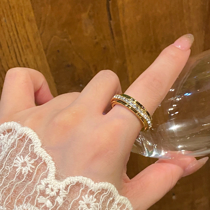 sparkling band ring, stainless steel ring, minimalist crystal ring, unisex jewelry, silver gold band, everyday stackable ring, cubic zirconia ring, timeless classic ring, elegant gift jewelry, modern shine ring JZ-101