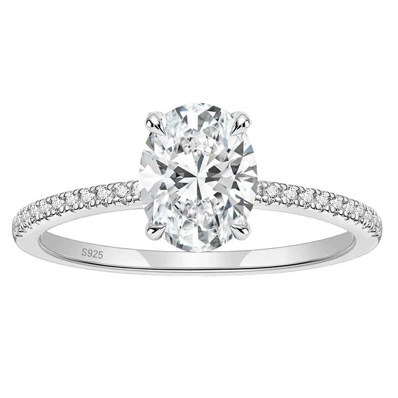 oval engagement ring, minimalist solitaire ring, cubic zirconia ring, 925 sterling silver ring, gold engagement ring, rose gold promise ring, classic wedding jewelry, everyday sparkle ring, elegant gift for her, timeless fine jewelry JZ-105