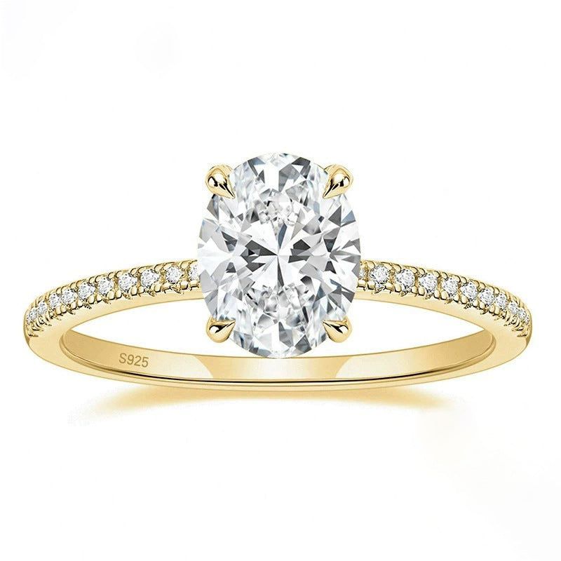 oval engagement ring, minimalist solitaire ring, cubic zirconia ring, 925 sterling silver ring, gold engagement ring, rose gold promise ring, classic wedding jewelry, everyday sparkle ring, elegant gift for her, timeless fine jewelry JZ-105