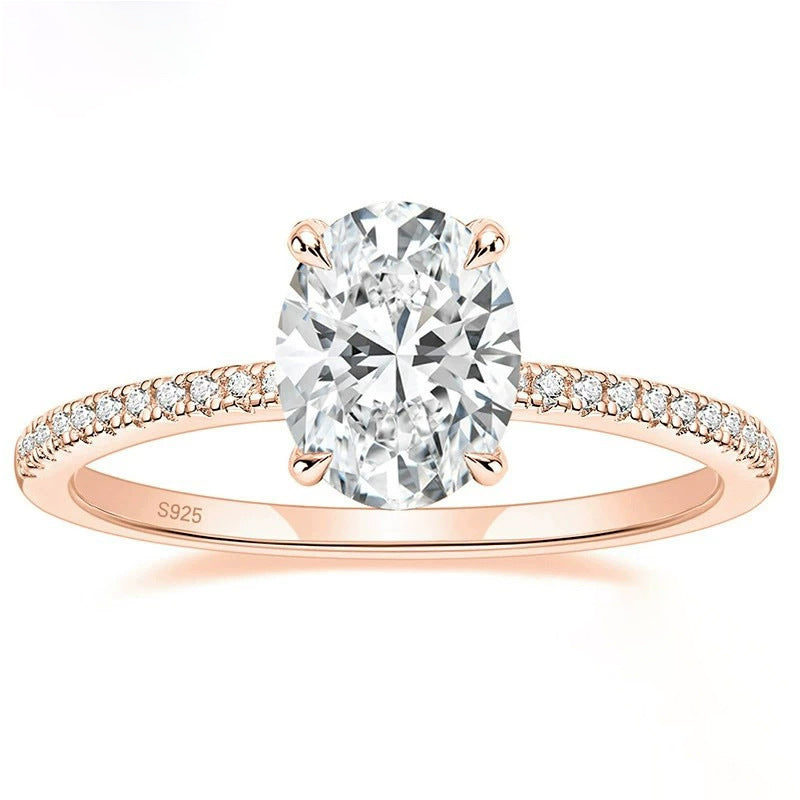 oval engagement ring, minimalist solitaire ring, cubic zirconia ring, 925 sterling silver ring, gold engagement ring, rose gold promise ring, classic wedding jewelry, everyday sparkle ring, elegant gift for her, timeless fine jewelry JZ-105