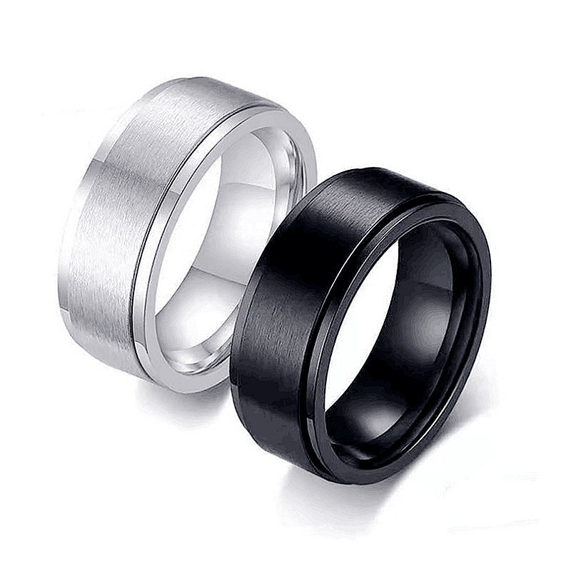 men’s stainless steel ring, black silver band ring, minimalist wedding band, brushed metal ring, modern unisex ring, durable everyday ring, matte finish ring, tungsten style band, classic couple ring, sleek fashion accessory JZ-111